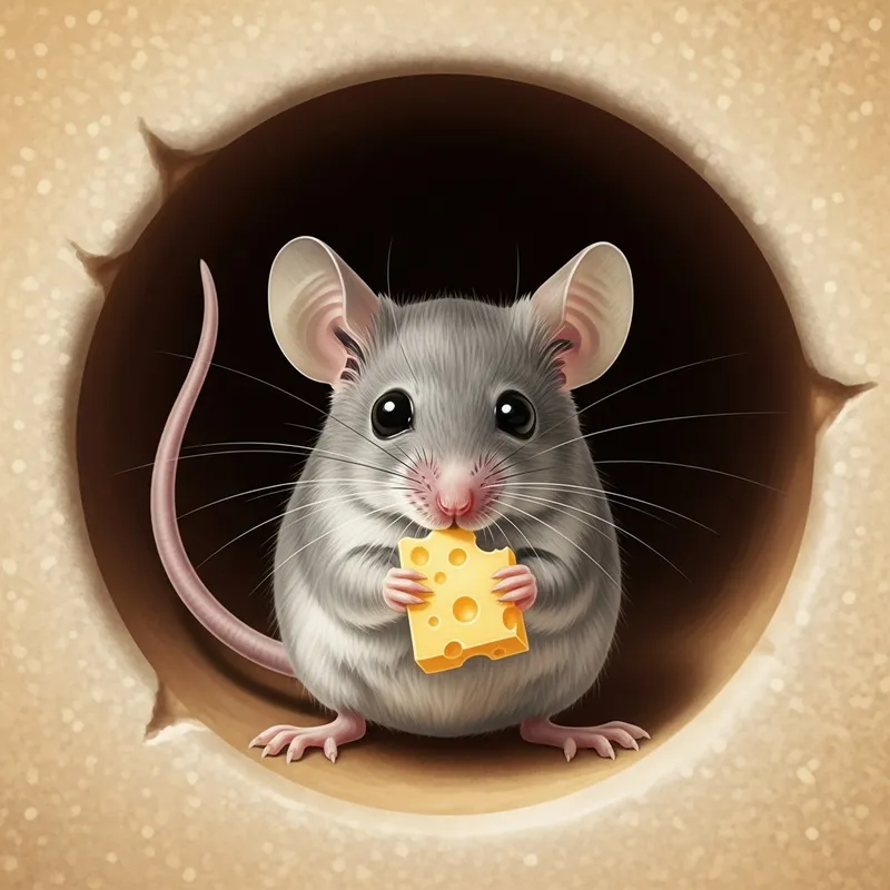 Cute Mouse Snacking in Mouse Hole