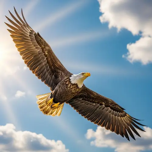 Majestic Eagle Soaring in Clear Blue Sky | Nature's Glory