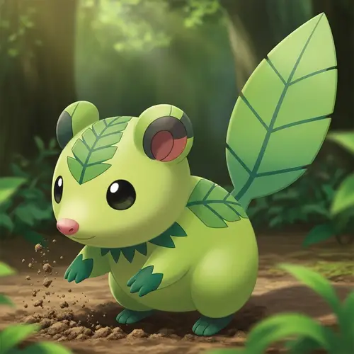 Grass-Type Opossum Pokémon | Leaf-Eared Starter Character