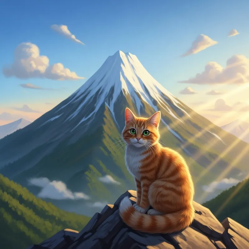 Serene Orange Tabby Cat on Majestic Mountain Serene Orange Tabby Cat on Majestic Mountain