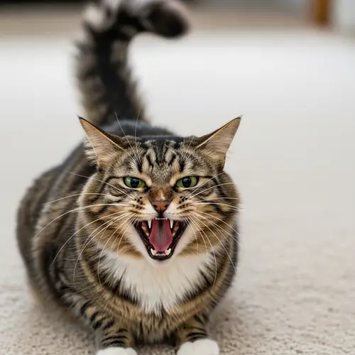 Angry Cat Hissing - Intense Feline Posture