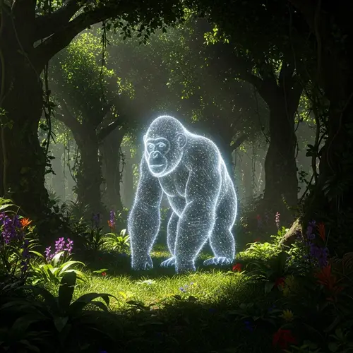 Ethereal Virtual Ape in Dense Jungle | NFT Art