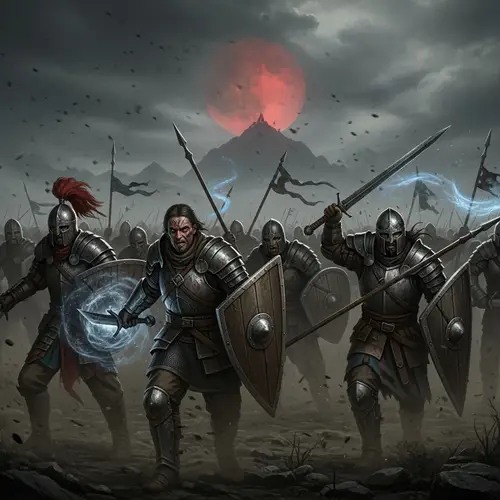 Dark Fantasy Battle Scene | Blood Moon Spectacle
