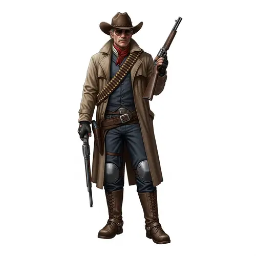 Stealthy Cowboy Man with Military Style | Character Description
