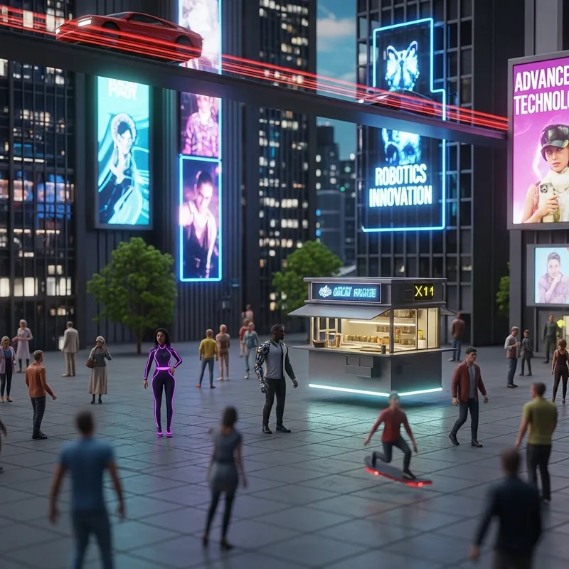 Hyper-Realistic Futuristic Cyber City Square Model