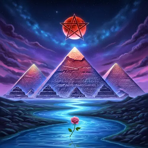 Majestic Pyramids Under a Cosmic Sky Artwork