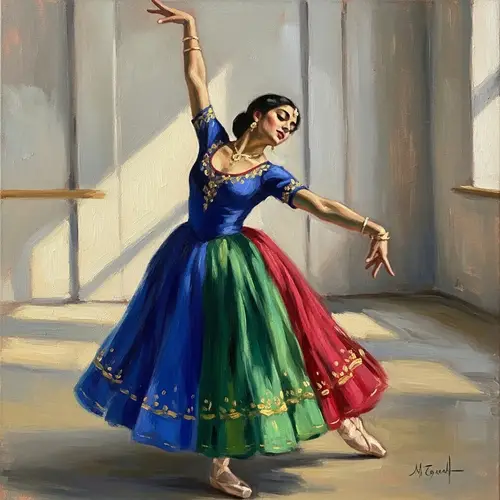 South Asian Woman in Flowing Gown | Ballet-inspired Elegance