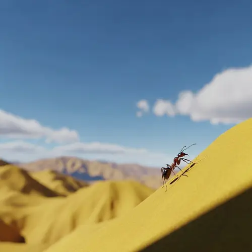 Tiny Ant Crossing Bright Yellow Mountain | Awe-Inspiring Effort