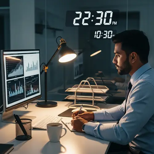 Dedicated South Asian Professional Working Late - Perseverance at Work