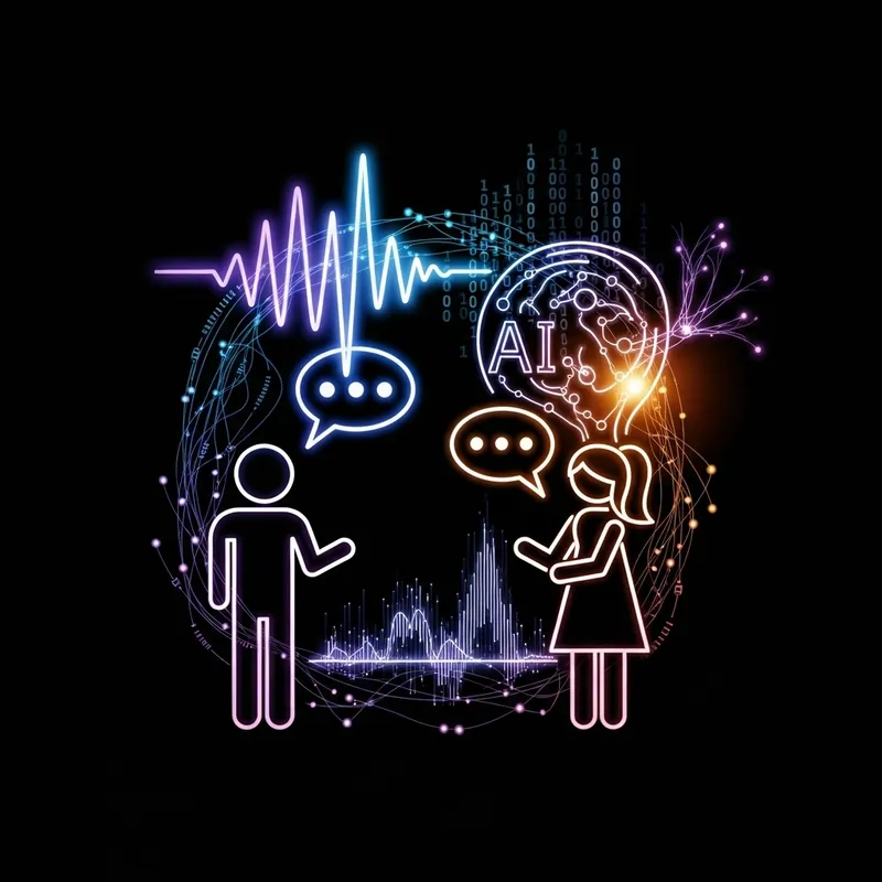 Futuristic AI Conversation Icon: Innovative Design