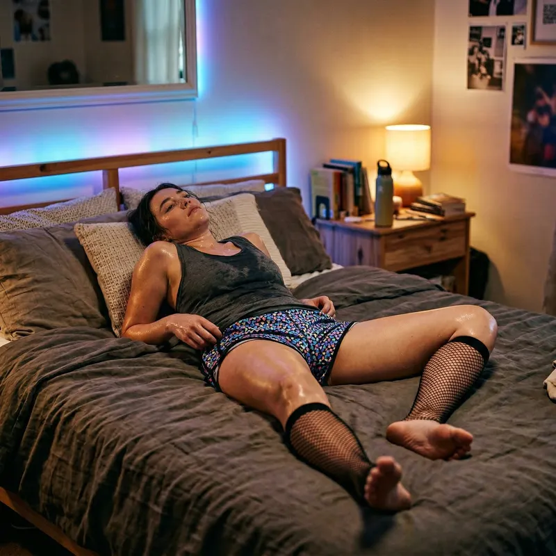 Aesthetic Candid Shot: Sweaty Skin & Cozy Vibes