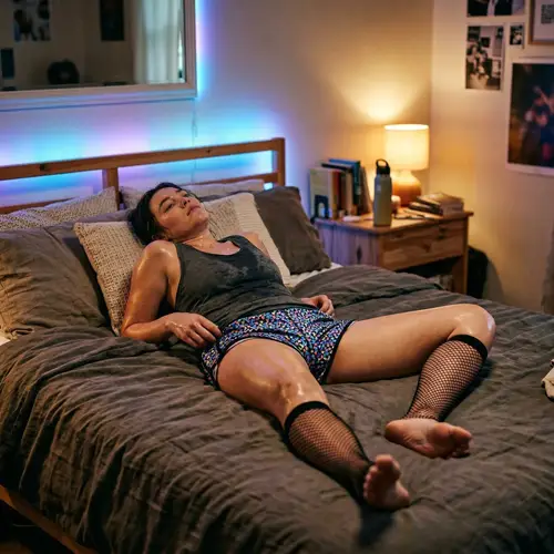 Aesthetic Candid Shot: Sweaty Skin & Cozy Vibes