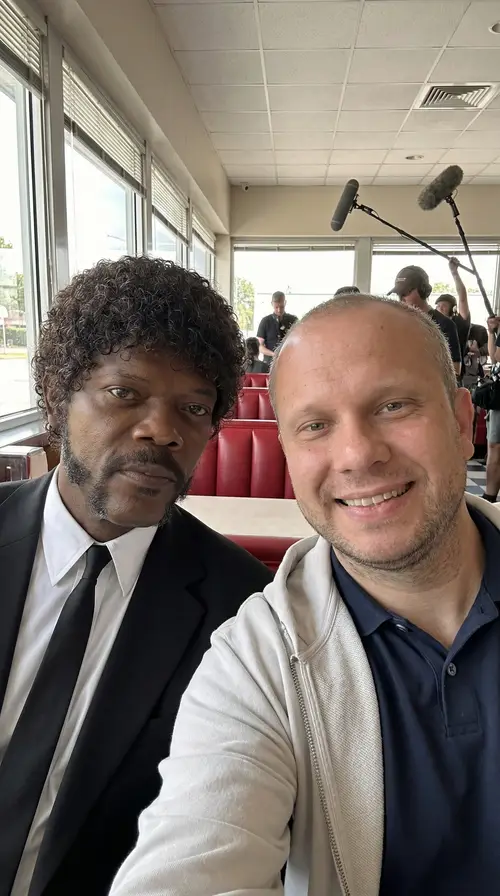 Candid Selfie with Samuel L. Jackson at Pulp Fiction Set