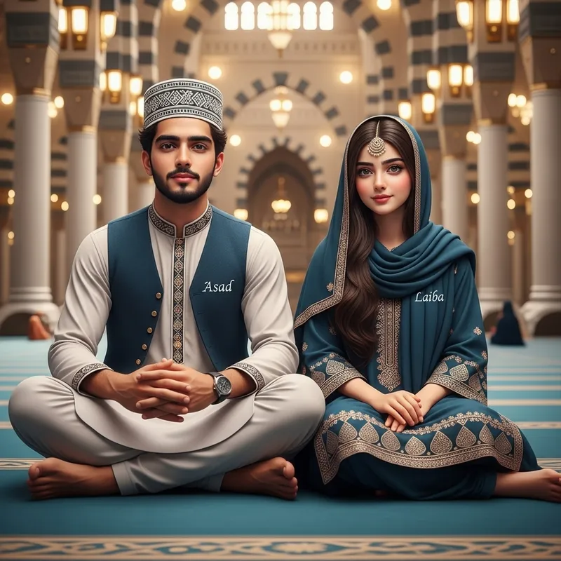 Asad and Laiba: 18 Year's Couple in Traditional Attire, Makkah Madina Scene