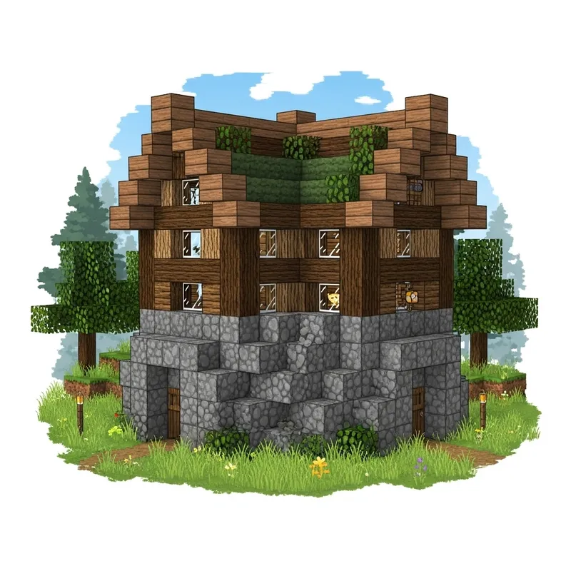 Rustic Minecraft Survival House Design