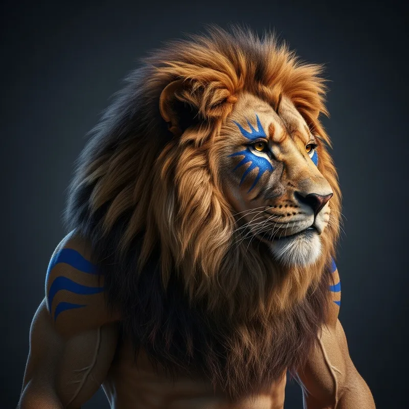 Alpha Realistic Lion Warrior Chief with Panther Make-up Alpha Realistic Lion Warrior Chief with Panther Make-up