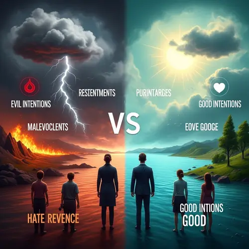 Facing a Decision: Good vs. Evil Symbols