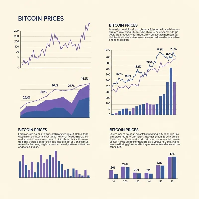 Vintage Bitcoin Price Infographic in Shades of Purple and Blue