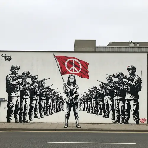 Street Art Mural of Peace and Defiance