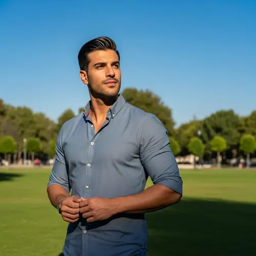 Handsome Middle-Eastern Man in City Park - Confident & Charismatic