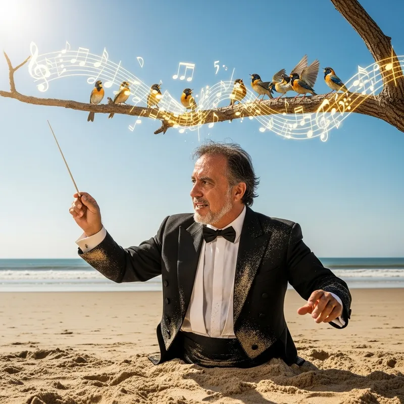 Orchestra Conductor in Sand: A Harmonious Scene