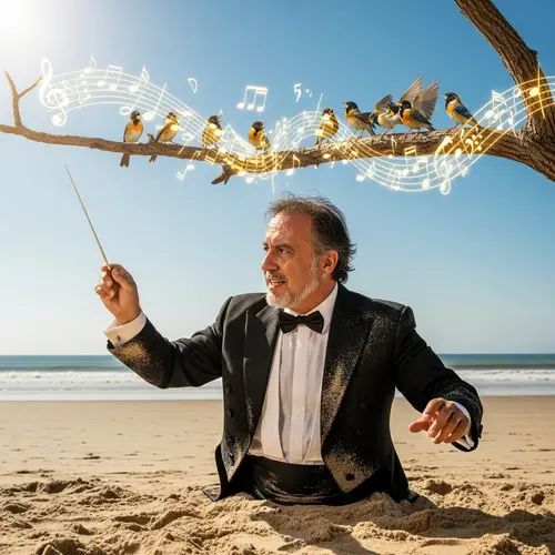 Orchestra Conductor in Sand: A Harmonious Scene
