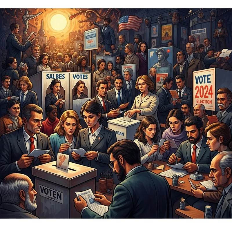 Pakistan 2024 Election: A Dramatic and Chaotic Artistic Depiction