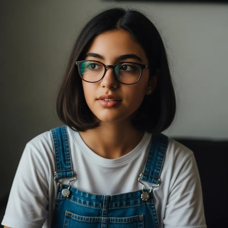 Bi-Racial Teen Girl with Trendy Bob Hairstyle | Soft Lighting