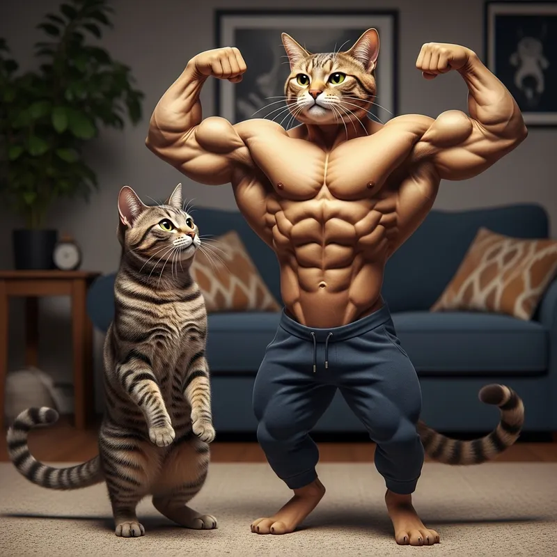 Muscular Cat and His Girlfriend - Feline Love Muscular Cat and His Girlfriend - Feline Love