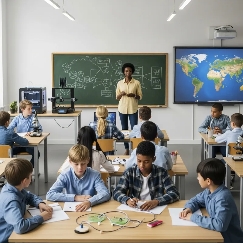 Revolutionizing Education: Vibrant Classroom Scene with Diverse Students