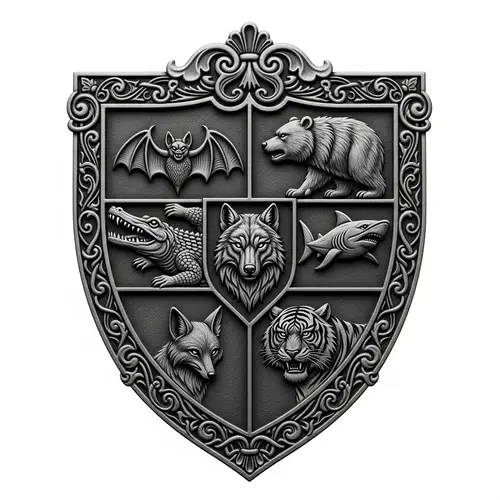 Iron Family Crest: Shield with Animal Symbols for Strength and Unity