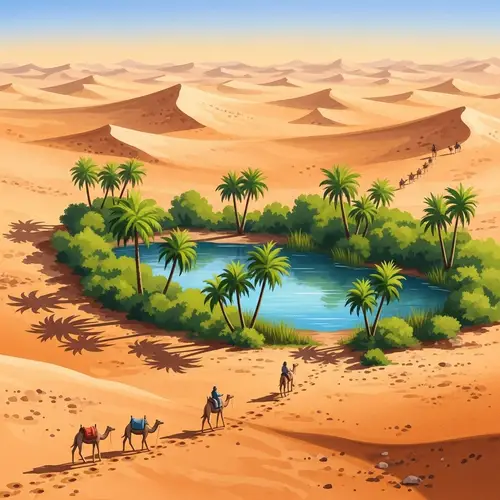 Tranquil Desert Oasis | Stunning Watercolor Art