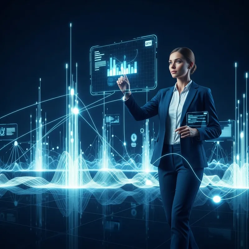 Futuristic Digital Landscape - Tech-Savvy Manager Scene