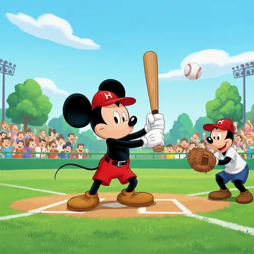 Classic Cartoon Character Playing Baseball in Green Park