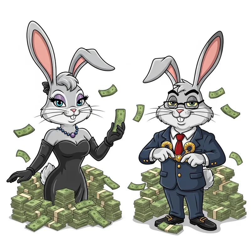 Wealthy Lola Bunny and Bugs Bunny With Currency