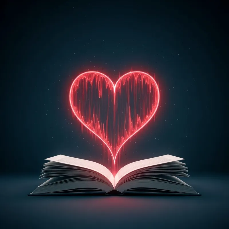 Beautiful Love Connection: Heart Emerging from Book