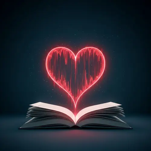 Beautiful Love Connection: Radiant Heart Emerging from Book