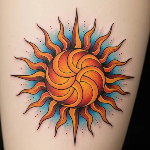 Stunning Sun Tattoo Design with Vibrant Colors