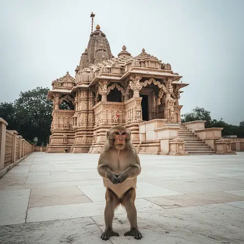 Respectful Monkey at Ancient Temple of Lord Ram