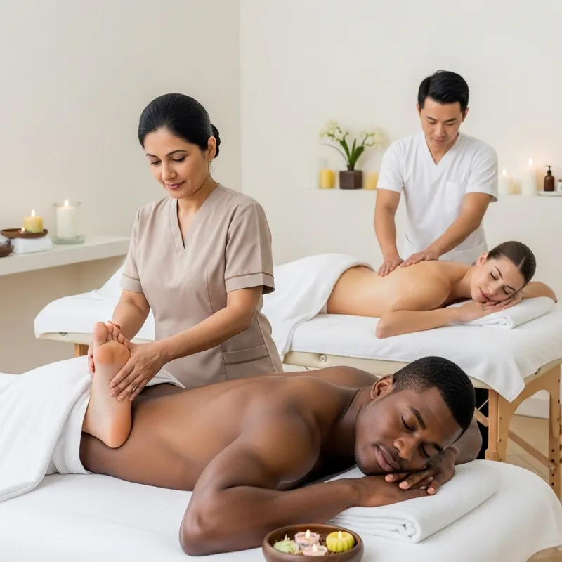 Tranquil Foot and Back Massages in Serene Spa Atmosphere