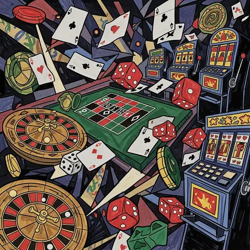 Abstract Casino Art - Geometric Forms & Bold Colors