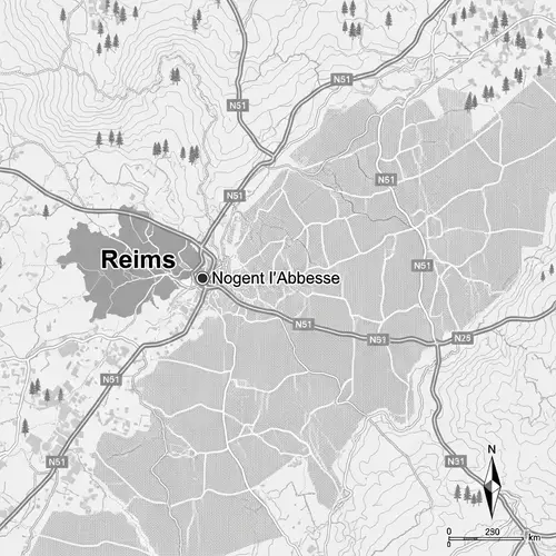 Nogent l'Abbesse Map: Location, Vineyards, Routes & Forest Areas