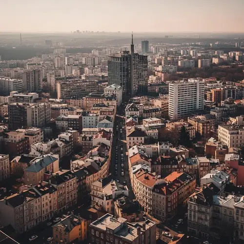 Abstract Cityscape Art: Distorted, Colorful Urban Landscape