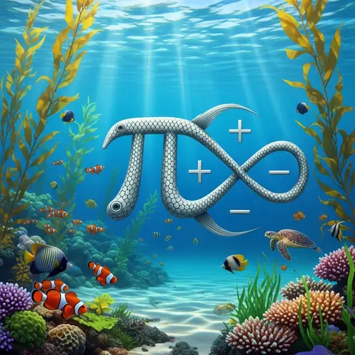 Unique Math-Inspired Fish Swimming in Vibrant Underwater Scene