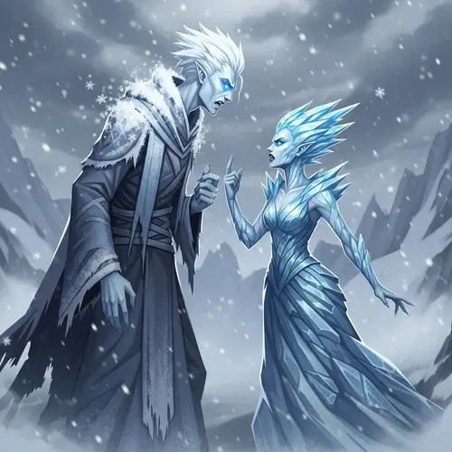 Winter vs. Frost: Intense Discussion Between Snow-themed Male and Ice-themed Female