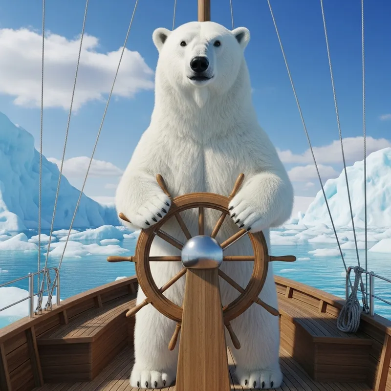 Majestic Polar Bear Sailing Through Icy Waters Majestic Polar Bear Sailing Through Icy Waters