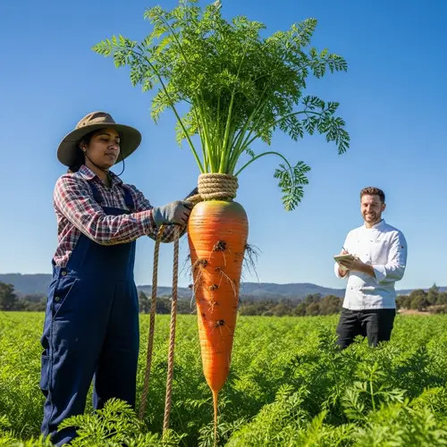 Oversized Carrot Manipulation in Natural Landscape