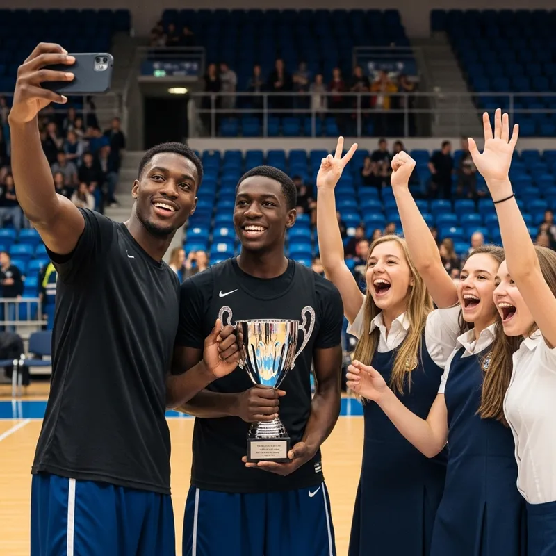 Exciting School Basketball Game Celebration