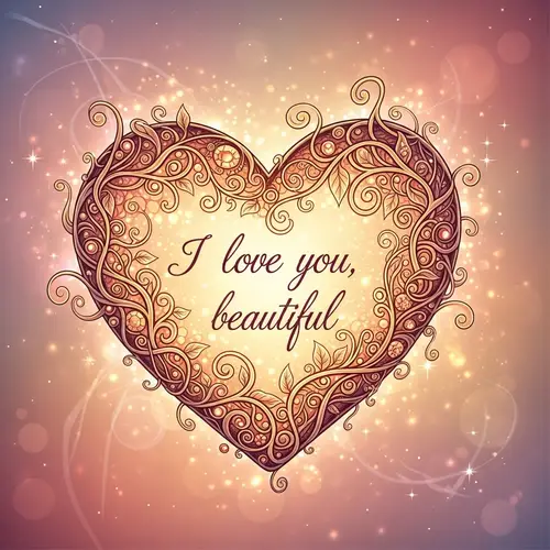 Lovely Heart Illustration - I Love You, Beautiful