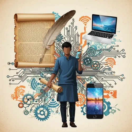 Relationship with Technology Collage: Past & Present Fusion